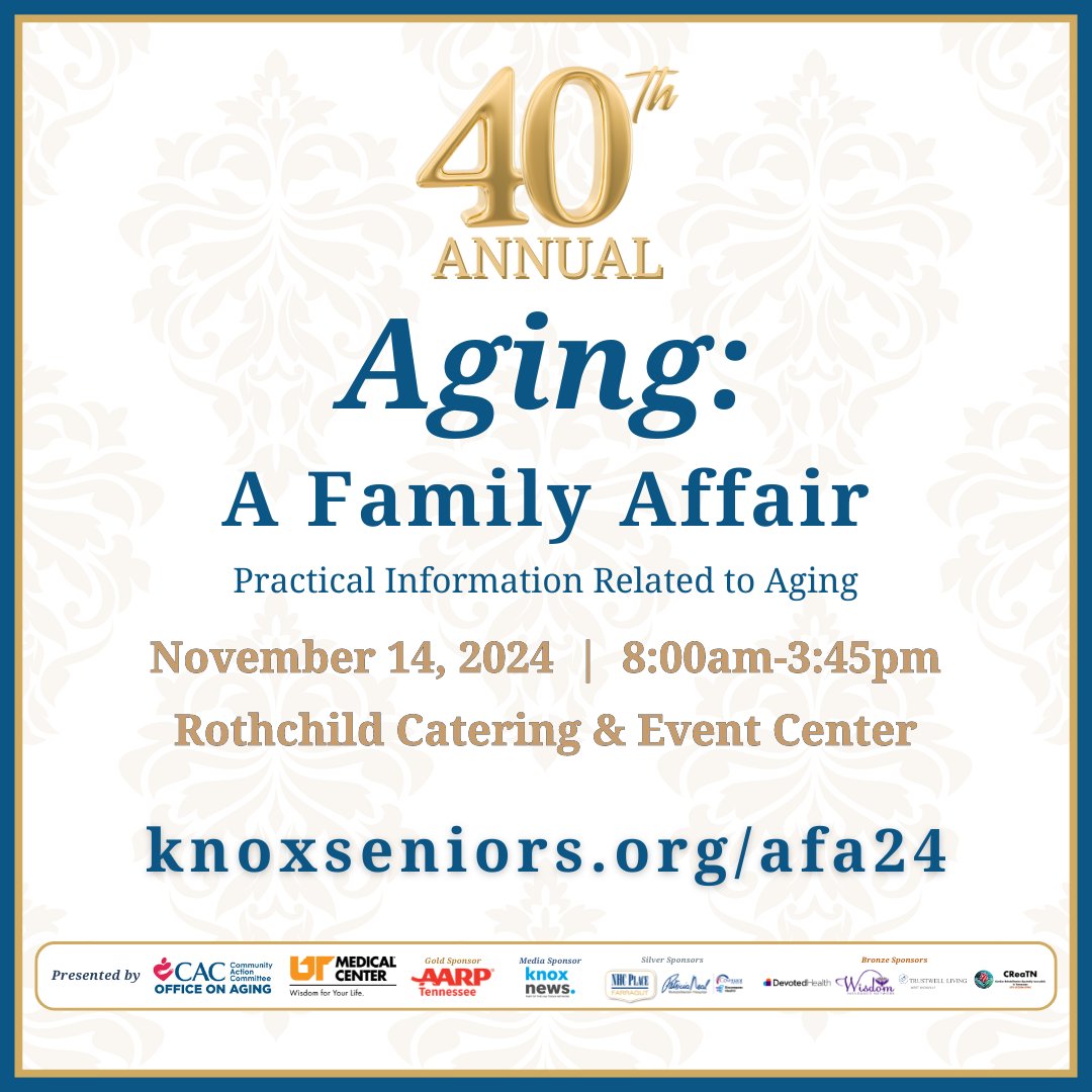 Get your tickets for our 40th annual Aging: A Family Affair today! There's food, fun, and education, so you don't want to miss it! Link in bio.