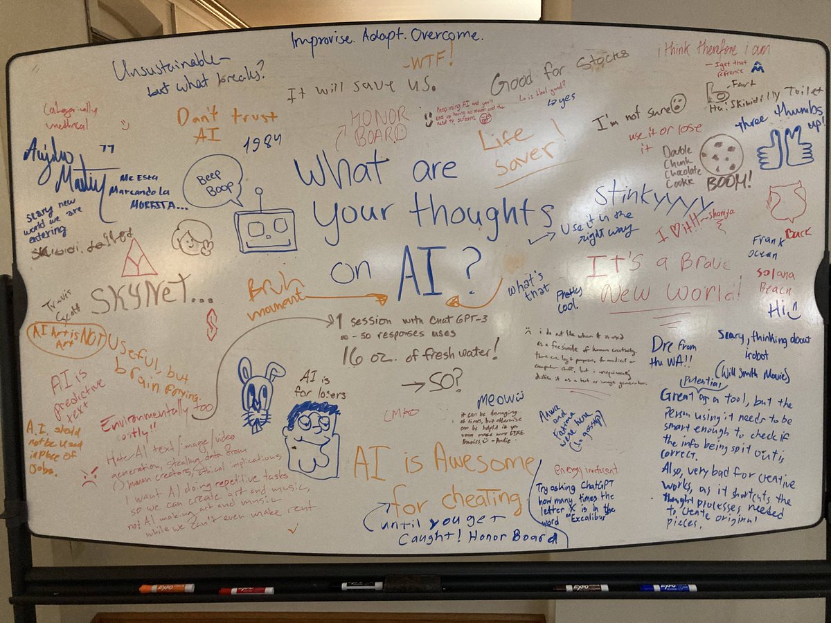 ProfessorGeraci's tweet photo. I'm grateful that @Knoxcollege1837 students are leery of #generativeAI and its overlords. They know there must be *something* useful in #AI; but they know the current situation is mostly a matter of #disenfranchisement and #deskilling. They did this of their own volition. https://t.co/oPqNg1HUy4
