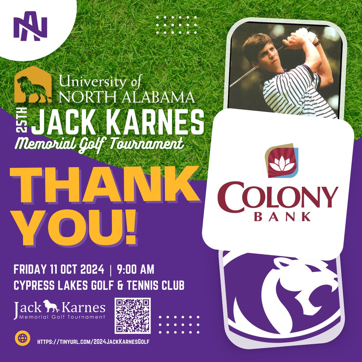 A special thank you to Colony Bank for your support of the 25th annual Jack Karnes Memorial Tournament!