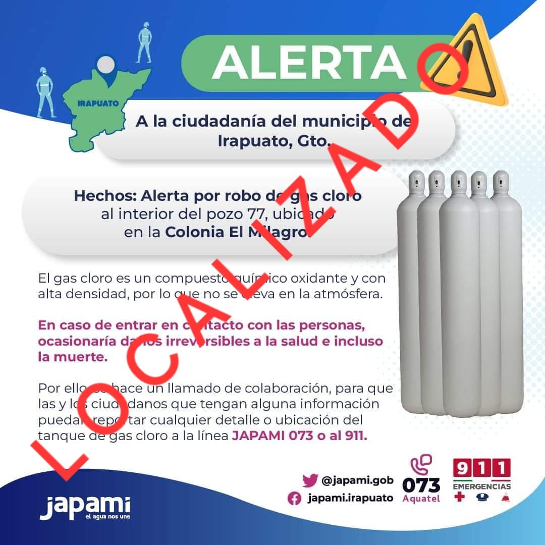 JAPAMIgob's tweet photo. ⚠️⚠️LOCALIZADO⚠️⚠️
Gracias al apoyo de la @segpublicaira y de la ciudadanía que reportó el tanque, ya se encuentra bajo resguardo de #Japami y en buenas condiciones.
#ElAguaNosUne https://t.co/sbD0QuLbs2