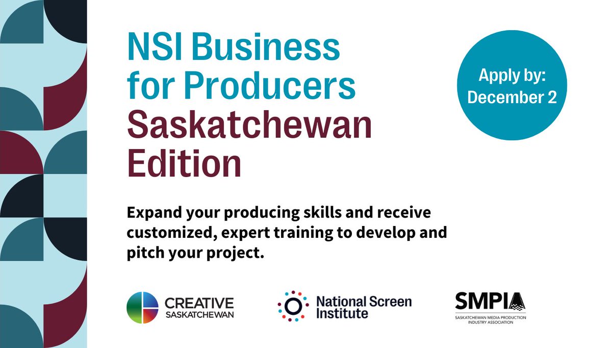 nsicanada's tweet photo. Applications are open for NSI Business for Producers – Saskatchewan Edition!

We're seeking Saskatchewan-based creators and producing professionals looking to level up.

Learn more about the program at: https://t.co/nZicU5O5DX

@creativesask @SMPIAoffice https://t.co/watXZiMZsM