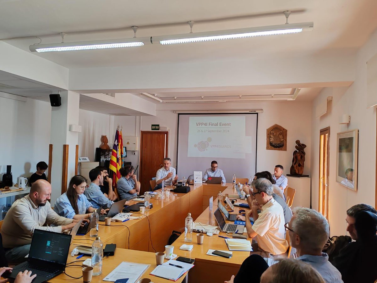 VPP4Islands's tweet photo. Celebrating #FinalEvent of @VPP4Islands!

Today marks the end of a 4-year journey! As we gather in #Formentera, we met with key #stakeholders &amp; presented:
VPP4I Platform, Node, Box⚙️
Digital Twin &amp; Grid Simulation💻
Forecasting Tool, P2P Energy Trading📊

Thanks to all partners! https://t.co/dUulcux2px