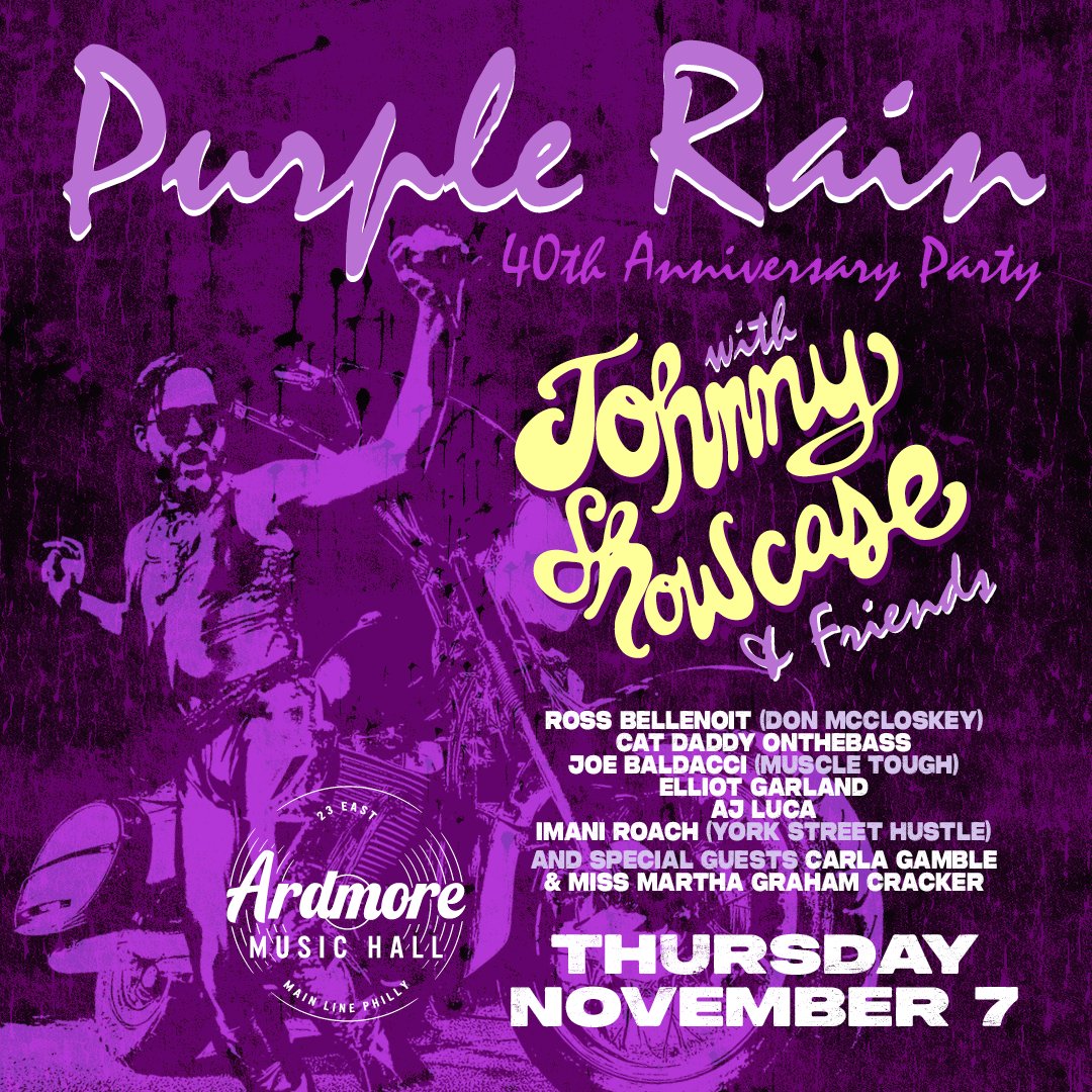 Get ready to party like it’s 1999! Celebrate the 40th Anniversary of Prince’s 'Purple Rain' featuring <a href="/johnnyshowcase/">Johnny Showcase</a> with an elite cast of Philly musicians &amp; special guests on 11/7 💜👑 

On Sale Now 🎟 tixr.com/pr/social/1174…