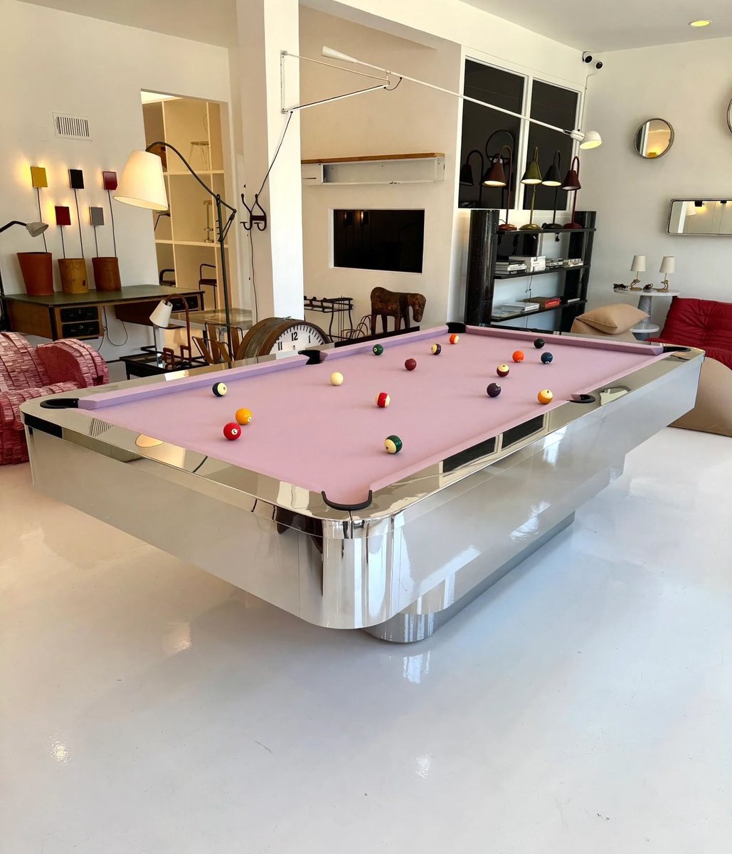 INTERIORPORN1's tweet photo. 1980s chrome pool table https://t.co/EXctb6kos6