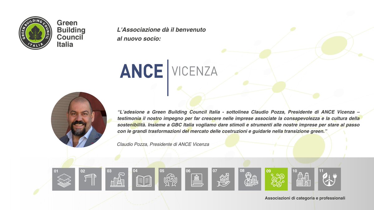 GBCItalia's tweet image. ANCE Vicenza entra nella #community di @GBCItalia 
Rappresenta #imprese #edili operanti nel settore delle #opere #pubbliche, dell’edilizia abitativa, commerciale e industriale. 
@ancenazionale 
bit.ly/3SJp2Dn
#associazioni #PMI #Italia