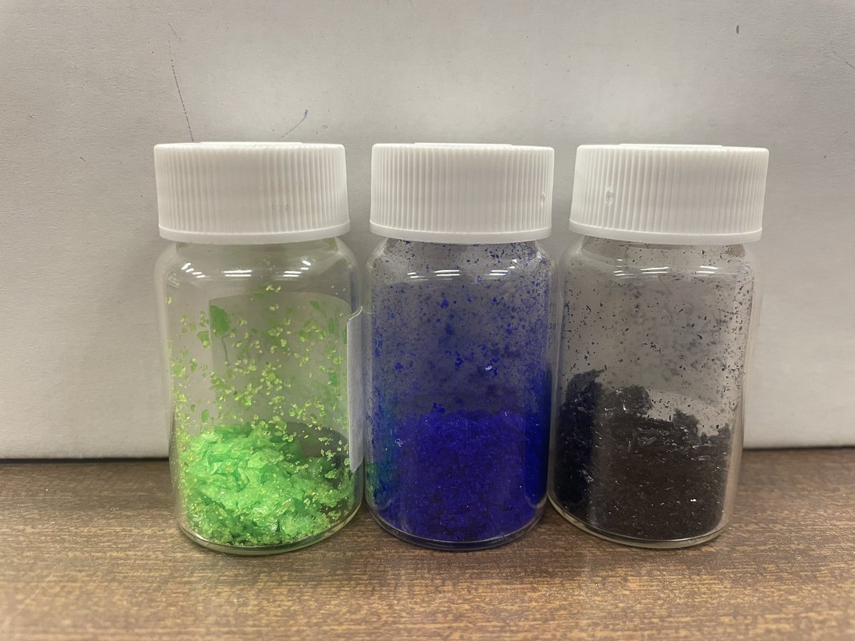 FGomezMudarra's tweet photo. During the LBQI lab practices, we synthesized coordination compounds with oxalate as a ligand, using iron, copper, and chromium as metals. Good job team! 💪🧪 ⚗️
@QuimicaUB @UniBarcelona
#Chemistry #CoordinationCompounds #Science #InorganicChemistry #TransitionMetals 🚀🔍⚗️ https://t.co/c7jCbwb9x7