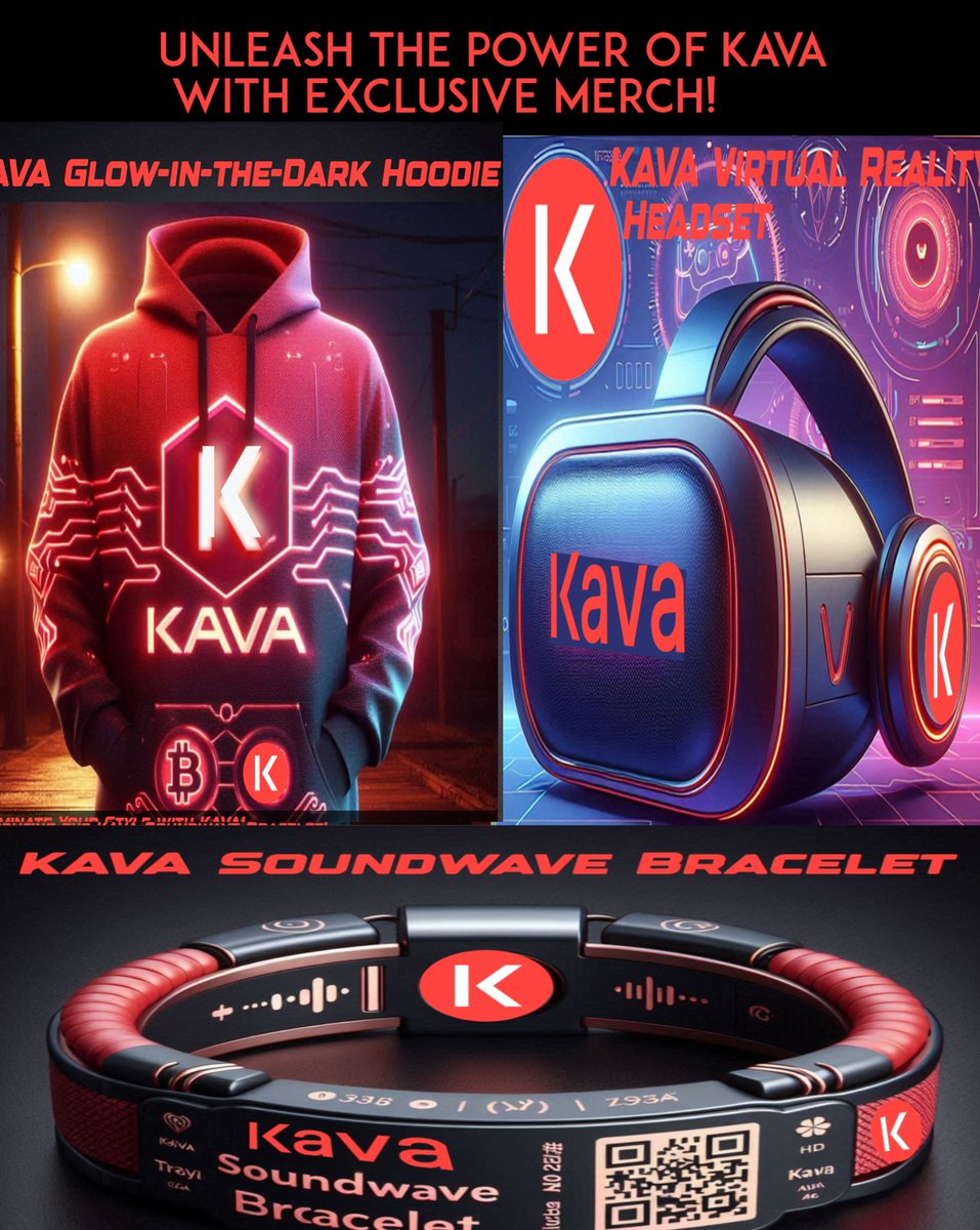 SocialMinner's tweet image. Explore KAVA's Exclusive Merch!

Glow-in-the-dark hoodie, soundwave bracelet, and VR headset – designed to bring the future of blockchain fashion to you. Don’t miss out!
#KAVA_CHAIN #BlockchainStyle
@KAVA_CHAIN