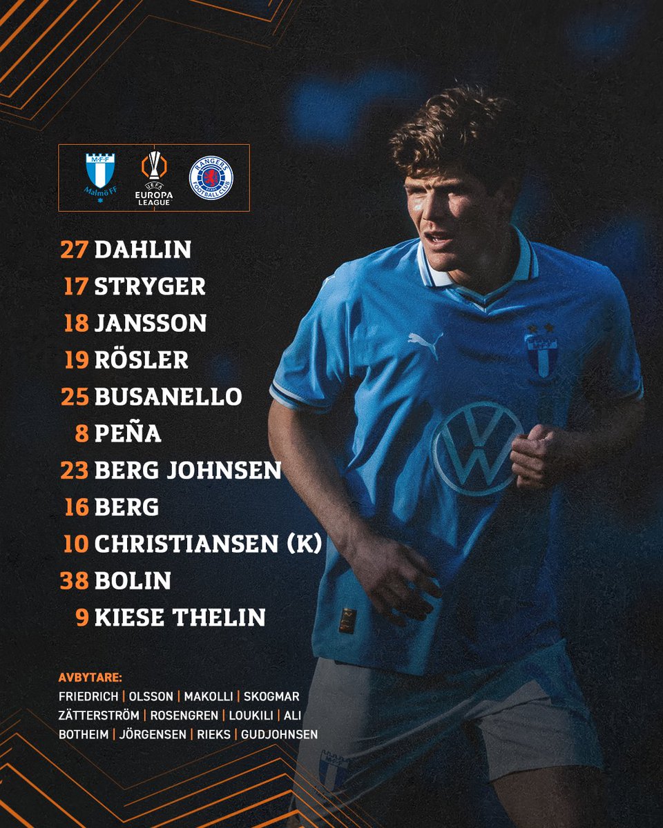 Malmo_FF's tweet photo. 📄 Här är höstens första startelva i @EuropaLeague.
Framåt, Malmö!  

#MFFRFC https://t.co/7AQ9rMhTS1