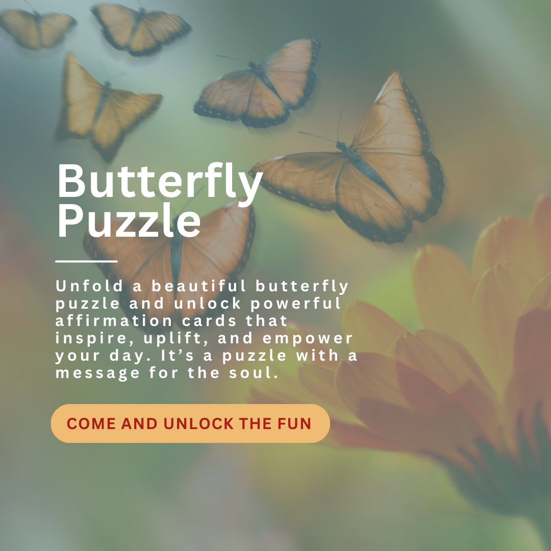 🦋 Butterfly Puzzle (Drop-in Anytime)🦋
Come and unlock the fun at Rise Manchester Youth Fest! 🌟

#ButterflyPuzzle #Empowerment #Inspiration #YouthFestival #Affirmations #PuzzleWithAPurpose #YouthEmpowerment #InnerSpaceManchester #ManchesterYouth #Manchester #manchesterevent