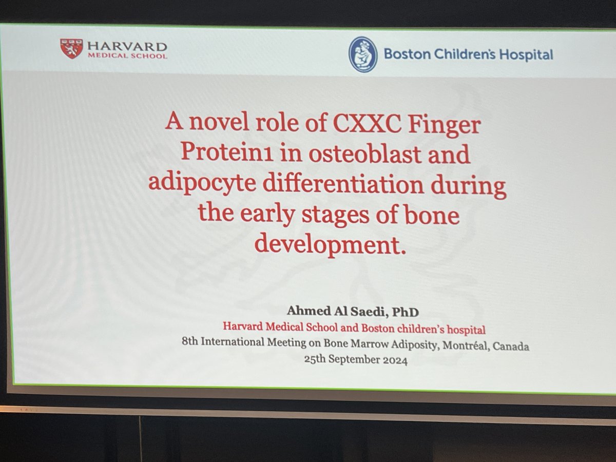 BMA_Society's tweet photo. @BeaGamezMolina Up first, Ahmed Al Saedi joins us remotely for presentation on a novel role of CXXC Finger Protein1 (CFP1) in #osteoblast #differentiation and #adipogenesis during the early stages of #bonedevelopment https://t.co/PXderxH33s