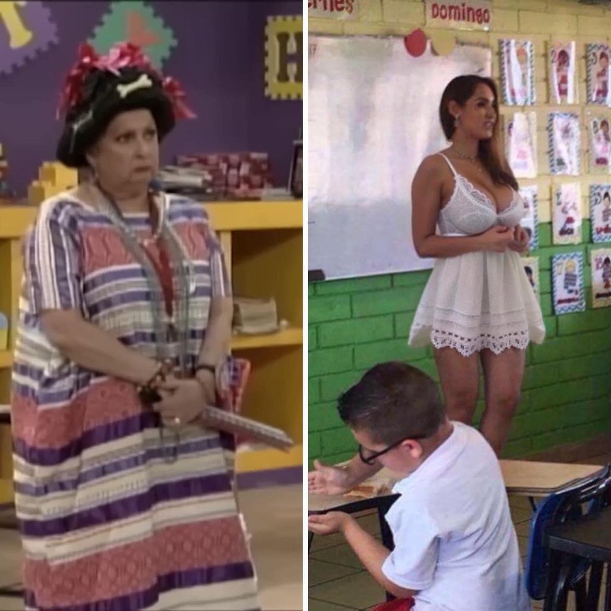ElChocoflan's tweet image. Maestras en mi época // Maestras de hoy