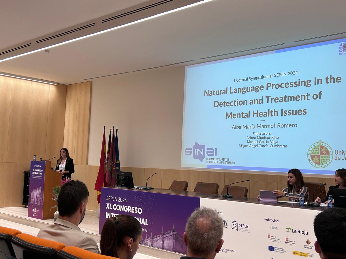 NLP_SINAI's tweet photo. 📢 Hoy nuestros doctorandos @albamarmol9, @jcollado95 y @EstrellaVR15 han expuesto el trabajo que están realizando durante sus tesis en el Simposio Doctoral de la @sepln

👏🏼 ¡Muy buenas presentaciones! 

#sepln2024 #PLN #NLP https://t.co/4hulof0K5v