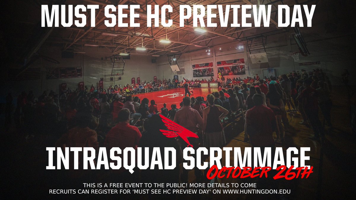 🤼Must See HC Preview Day &amp; Men’s / Women’s Intrasquad Scrimmage
📆 Saturday October 26th
⌚️ 9am Preview Campus / 5pm Intrasquad
📺 Must see in person

huntingdon.edu/admission-aid/…
