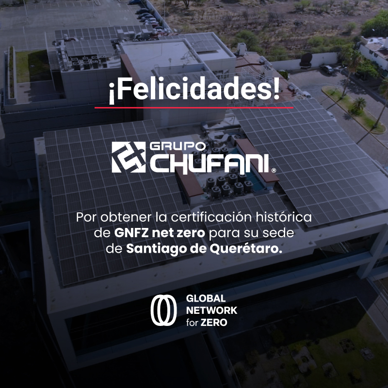El Gran Bajío extiende la siguiente felicitación a nuestro miembro Grupo Chufani, por lograr un hito en el sector de la construcción, obteniendo la certificación histórica GNFZ net zero para su sede en Santiago de Querétaro. 
Siendo la primera en México, América del Norte y