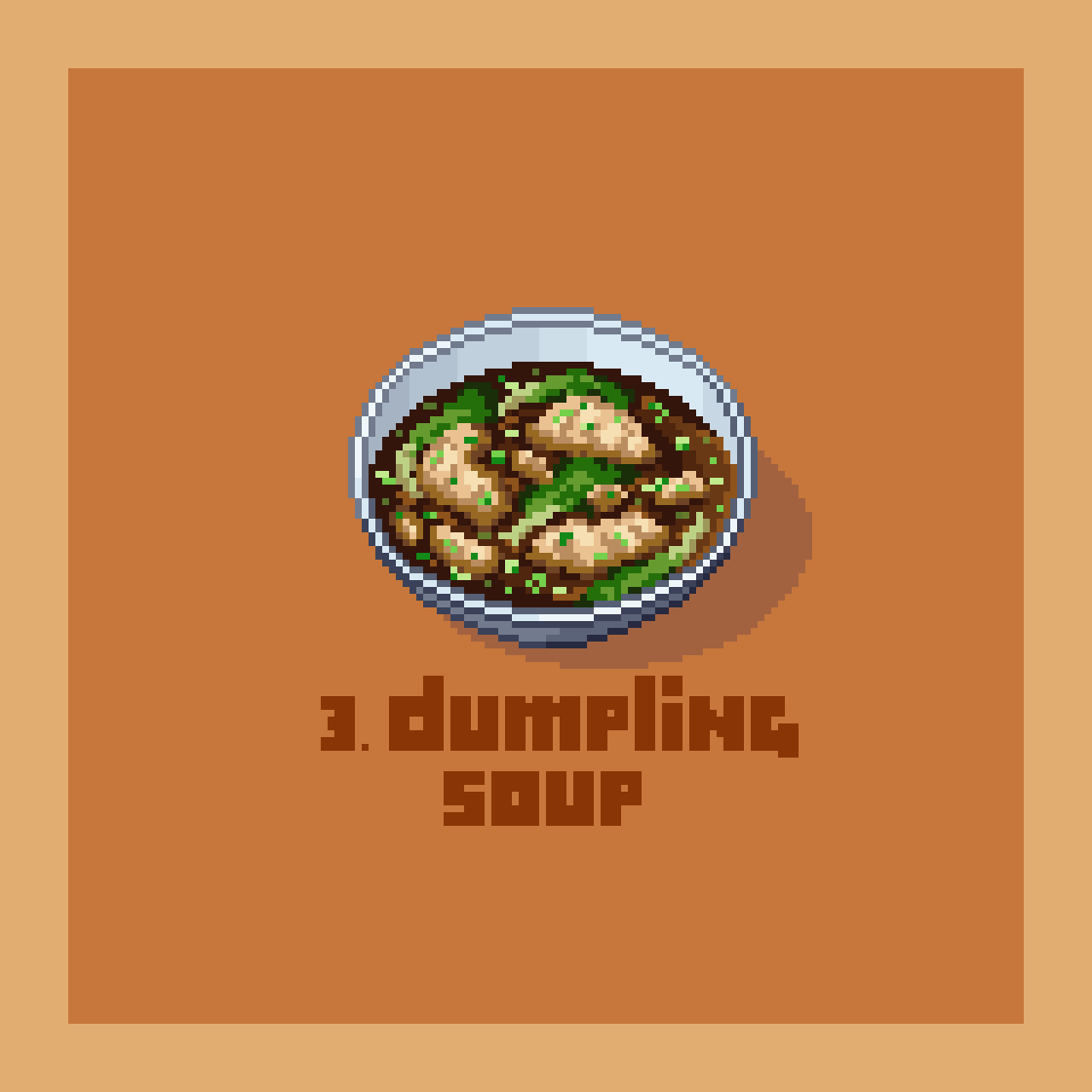 dumpling soup with bok choy and green onions 🥟

#pixelart