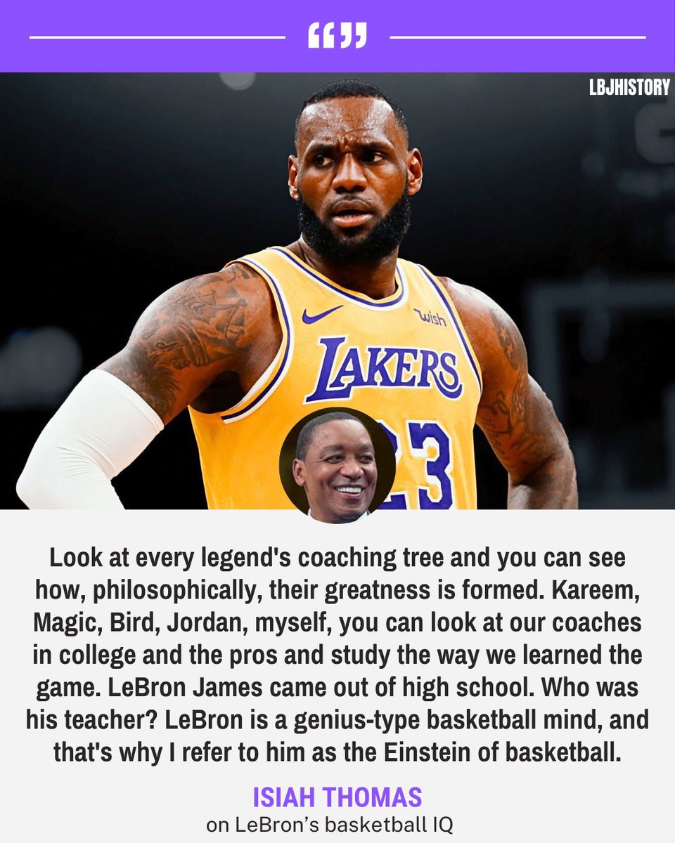 bronhistory's tweet photo. Isiah Thomas on why LeBron James is the “Einstein of Basketball” https://t.co/7l3ZN0mwmc