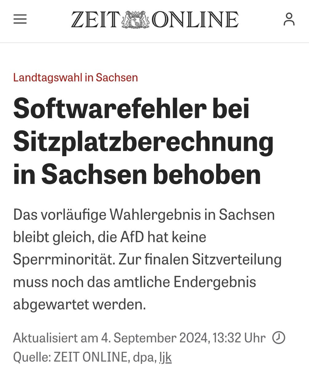 vegas542003's tweet photo. @GoeringEckardt Und falls das Ergebnis nicht stimmt wird es einfach korrigiert.
Thüringen 2019
Sachsen 2024
#Softwarefehler
Die Brandmauer ist der beste Beweis dafür, dass die Altparteien gesichert demokratie- und verfassungsfeindlich sind
Sie fahren unser Land an die Wand.
#deshalbAFD
🇩🇪💙 https://t.co/GyRWmiFPEr