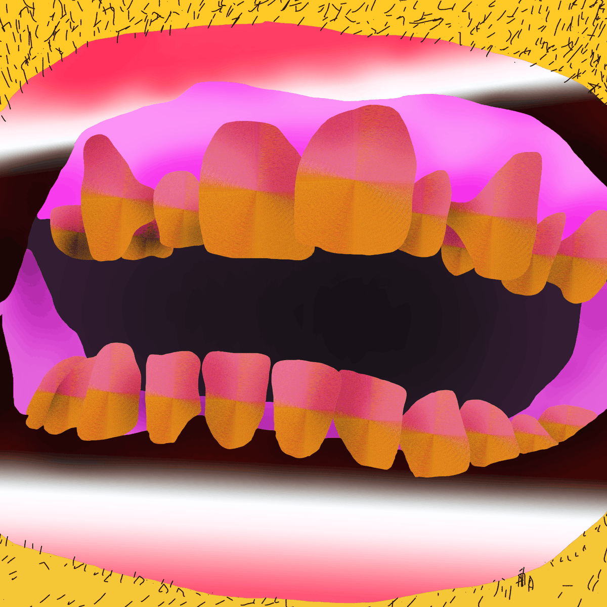 PteDeInternet's tweet photo. Pieza Dental 1 is now #SoldOut because @HuemansUniverse @fluor_99 & @SkullTakes wanted it this way. Now you own my mouth, my mouth is a bit yours 🤪👩‍🦼🧑‍🦼👨‍🦼😂 

Wish you flip it, this is a the first piece of the serie. 

Have a great day full of good coffee and cheese on a marvellous bread with butter.