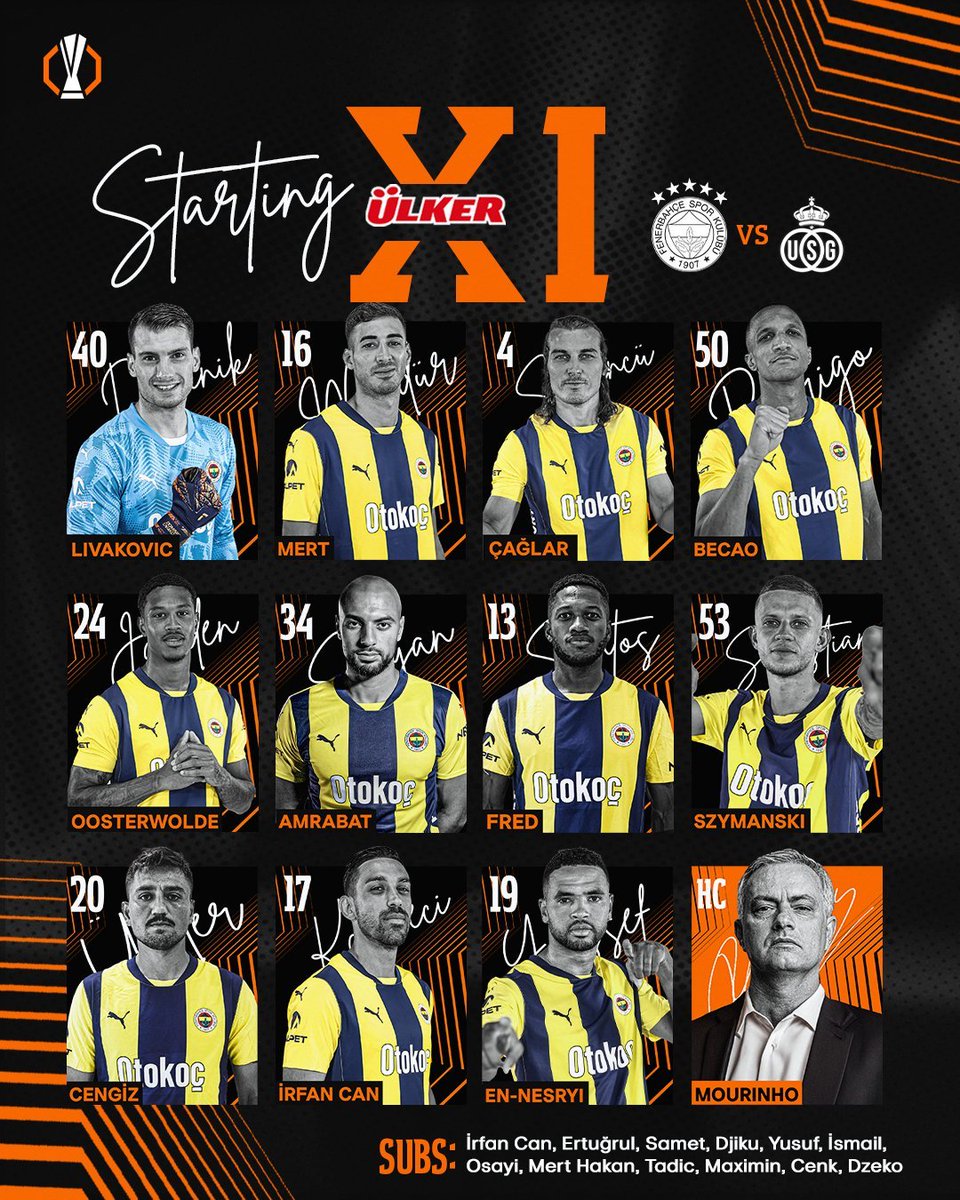 Mares30com's tweet photo. Los marroquíes #Sofyan #Amrabat e #Youssef #En-Nesyri en el once inicial del #Fenerbahçe ante #Unión Saint-Gilloise 
@SofyanAmrabatt4 @ennessyri9 
@Fenerbahce vs @UnionStGilloise
@EuropaLeague
#UEL #FBvUSG @Ulker 
#MaçVarsaÜlkerVar
Sitio: #Ulker Fenerbahce Sukru Saracoglu Stadium https://t.co/5g3V0xggkq