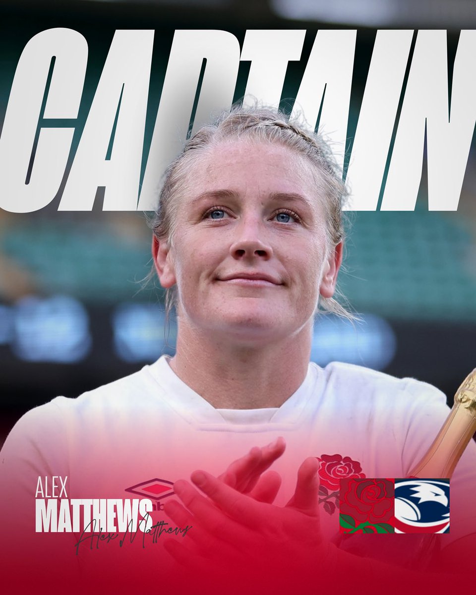 Captain Alex 🫡

Alex Matthews will captain her country for the first time this Sunday, whilst also winning her seventieth cap. 🎉

#WXV