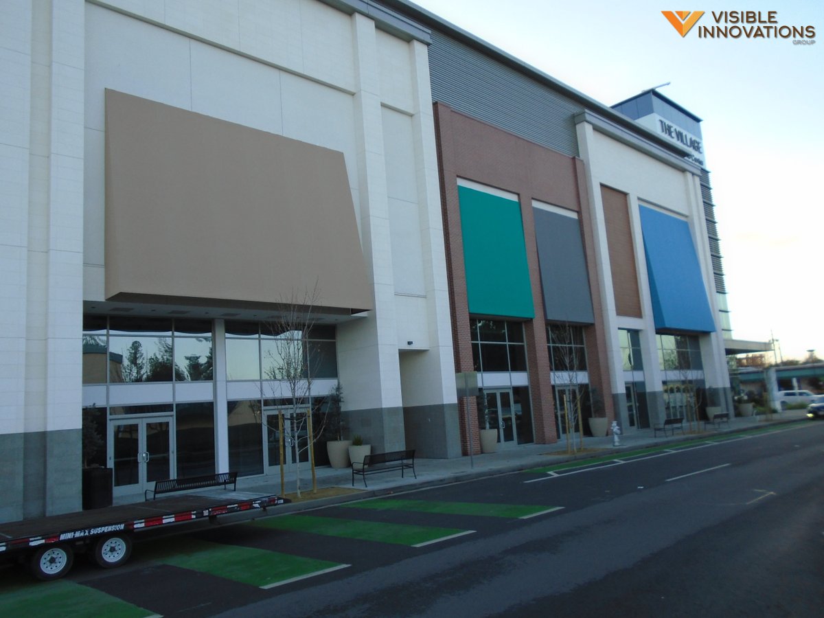 We installed these awnings here in Mountain View. The multi color fabric awnings are a great contrast against the color of the building and really completes the exterior!