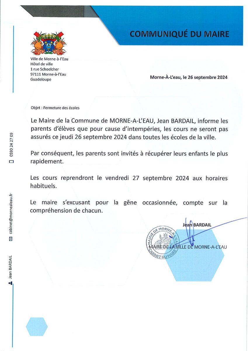 Communiqué du Maire