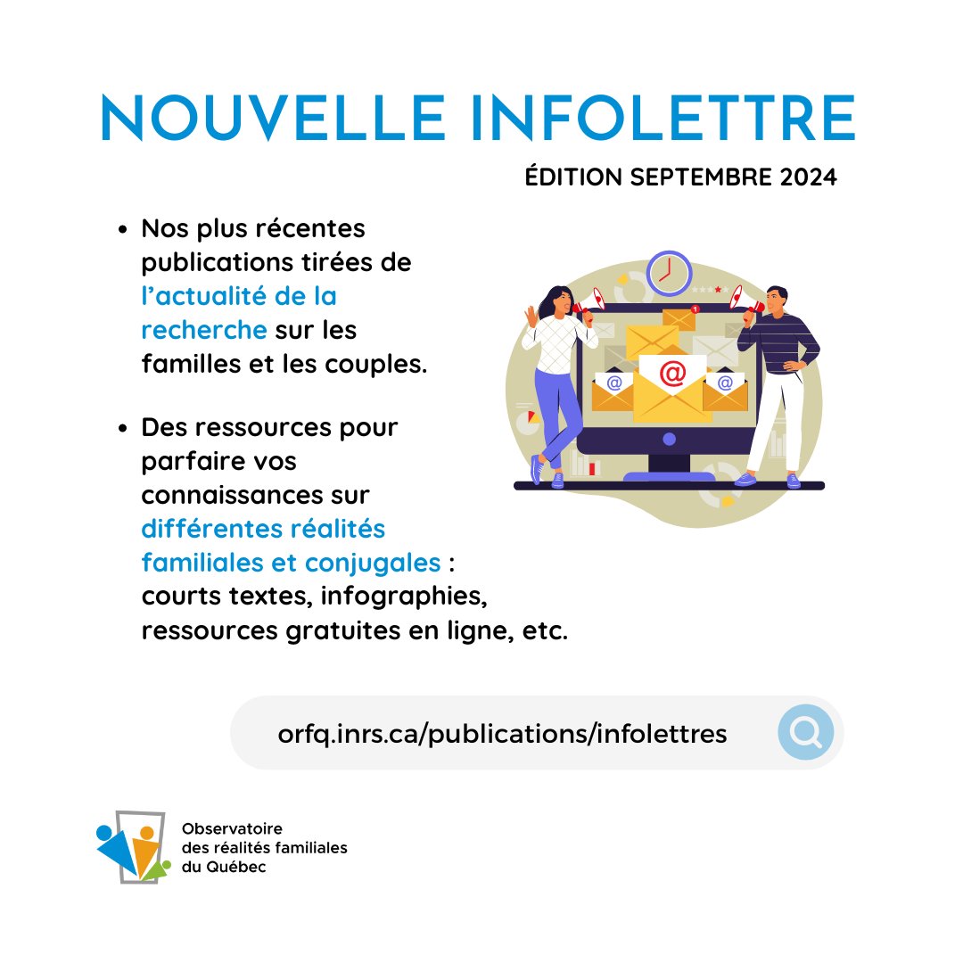 Découvrez nos publications qui résument de manière accessible les récents résultats de la recherche sur les #familles et les #couples. On y aborde entre autre le rôle des #pères ainsi que les liens familiaux en contexte de #GPA. 💡 Bonne lecture! 
👉🏽 bit.ly/3zp1EGn