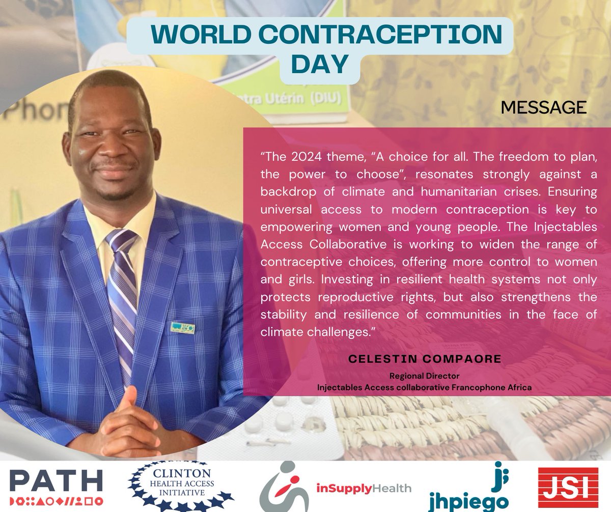 DMPASCNow's tweet photo. On the occasion of #WorldContraceptionDay2024, our Regional Director of the Injectable Access collaborative for French-speaking countries for @Jhpiego reminds us of the importance of access to modern contraceptive methods for everyone #WCD2024 @CelestinCompao1
#SelfInjection https://t.co/FKkwXsVYkD