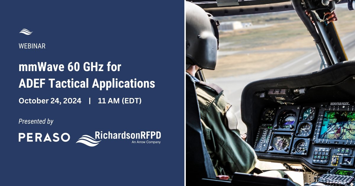 Richardson RFPD (@richardson_rfpd) on Twitter photo In this webinar, <a href="/PerasoInc/">Peraso Inc.</a> will discuss the technology behind their mmWave products including the basics of #mmWave beamforming, phased array antenna technology and propagation characteristics.
➡️Register now: arw.li/6010oQmi8 In this webinar, <a href="/PerasoInc/">Peraso Inc.</a> will discuss the technology behind their mmWave products including the basics of #mmWave beamforming, phased array antenna technology and propagation characteristics.
➡️Register now: arw.li/6010oQmi8