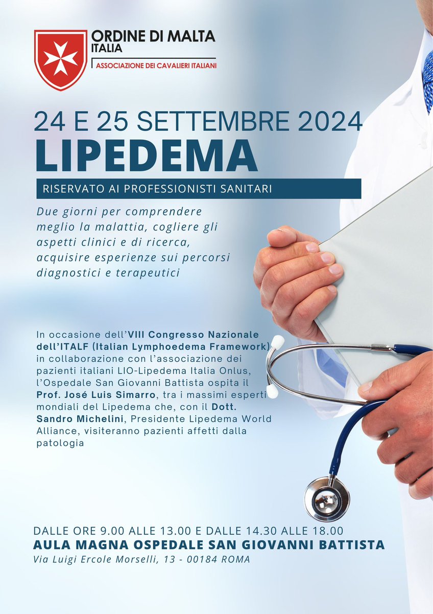 Comprendere il Lipedema, cogliere gli aspetti clinici e di ricerca, acquisire esperienze sui percorsi diagnostici e terapeutici. L’Ospedale San Giovanni Battista di Roma ha ospitato il 24 e 25 settembre il Prof. José Luis Simarro, uno dei massimi esperti di questa malattia.