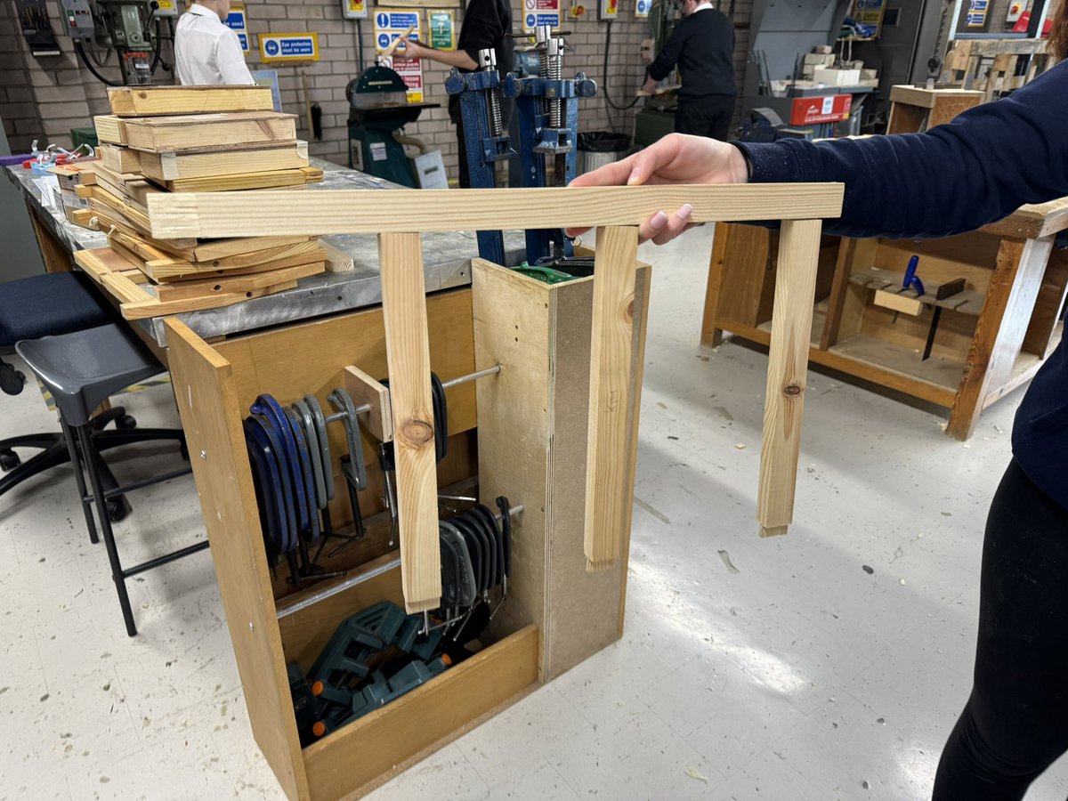 brannock_tech's tweet image. S3 DYW Technical (Cake Stand Team), showing off the progress on their cake stand they have designed for Hospitality class. Note: this model is not glued, showing their excellent woodworking skills to form these great stopped housing joints. #dyw @brannock_high