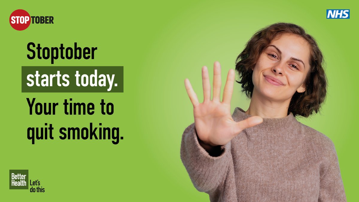 #Stoptober starts today! It’s never too late to quit smoking and you will notice almost immediate improvements to your health when you stop. Visit NHS Better Health for lots of free advice and support ➡️ nhs.uk/better-health/…