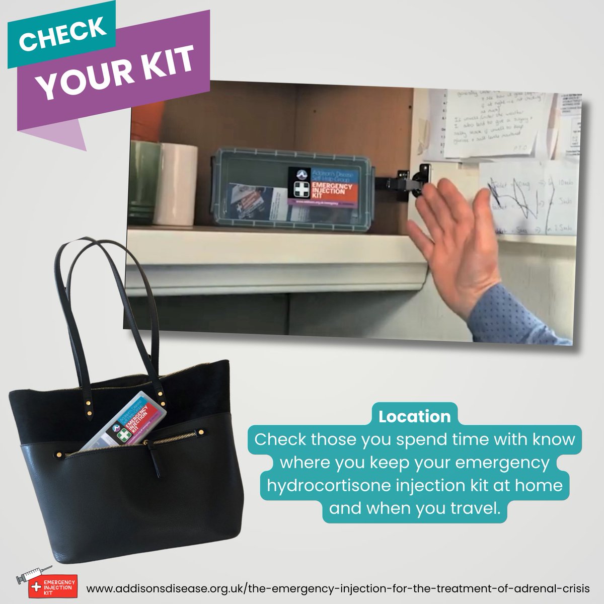 AddisonsUK's tweet photo. Follow these simple reminders & visit our website for more information on emergency hydrocortisone injection kits.
💉https://t.co/CqNxbiyp22
So what are you waiting for? #CheckYourKit today so you are prepared & to help others help you.
🧵2 of 3 | @Soc_EndoNurses | @Soc_Endo https://t.co/uUqIOW1PlR