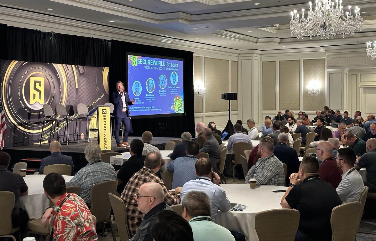 Off to a terrific start today at the 14th annual SecureWorld St. Louis conference, with a full house for our opening keynote with Eric Fey, Robert Graham, Chrissy Peters, and Zachary Lewis. #SWSTL24 #SecureWorld #SecureOurWorld