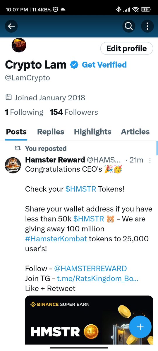 LamCrypto's tweet photo. @HAMSTERREWARD All Done!
Here is my Wallet:

UQAIwaU_zvHtwOIpycGUG_T6V4fXVrfj2yUpH5125SSO6vFn https://t.co/fRV04mxxdu