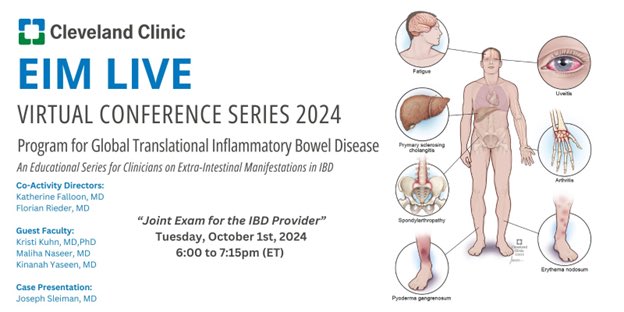 Carrie Bristor (@bristorcarrie) on Twitter photo Tune in to EIM LIVE: Virtual Conference Series on 10/1/2024, to hear <a href="/KatieFalloonMD/">Katie Falloon</a>, <a href="/IBD_FloMD/">Florian Rieder</a>, <a href="/KristiKuhn/">Kristi Kuhn, MD, PhD</a>, <a href="/kinanah9/">Kinanah Yaseen</a>, <a href="/docmilli/">Maliha Naseer</a> and <a href="/JosephHabibi_MD/">Joseph Sleiman, MD, FACP</a> discuss, “Joint Exam for the IBD Provider".Â
Register now:Â
cmrccf.webex.com/webappng/sites… Tune in to EIM LIVE: Virtual Conference Series on 10/1/2024, to hear <a href="/KatieFalloonMD/">Katie Falloon</a>, <a href="/IBD_FloMD/">Florian Rieder</a>, <a href="/KristiKuhn/">Kristi Kuhn, MD, PhD</a>, <a href="/kinanah9/">Kinanah Yaseen</a>, <a href="/docmilli/">Maliha Naseer</a> and <a href="/JosephHabibi_MD/">Joseph Sleiman, MD, FACP</a> discuss, “Joint Exam for the IBD Provider".Â
Register now:Â
cmrccf.webex.com/webappng/sites…