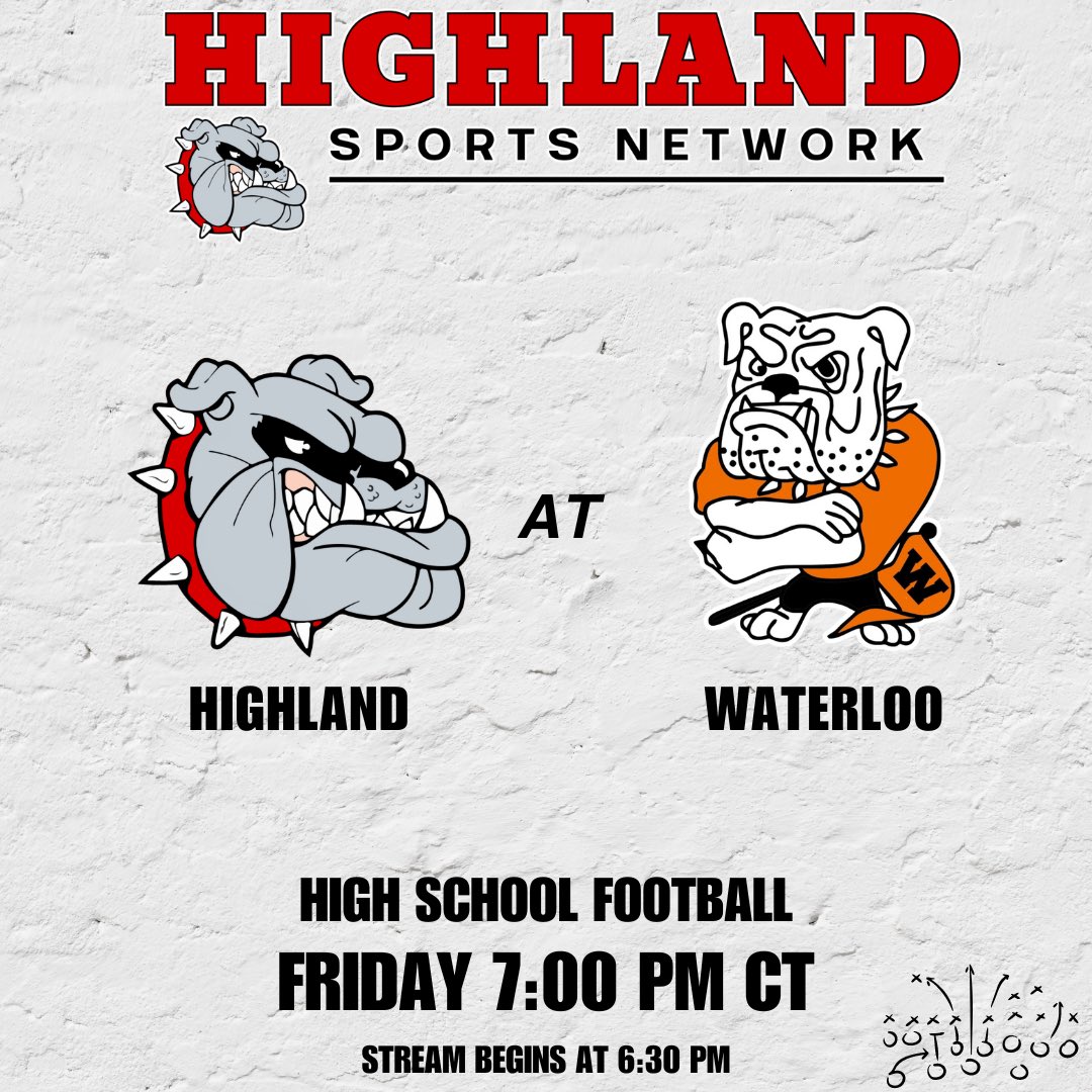 _HighlandSports's tweet photo. Highland High School vs Waterloo High School 
🎥Stream live beginning at 6:30 PM CT on the Highland Sports Network

@HHSbulldogsIL @HHSBulldogAD @WCUSD5Athletics https://t.co/hU6tlJJvQa