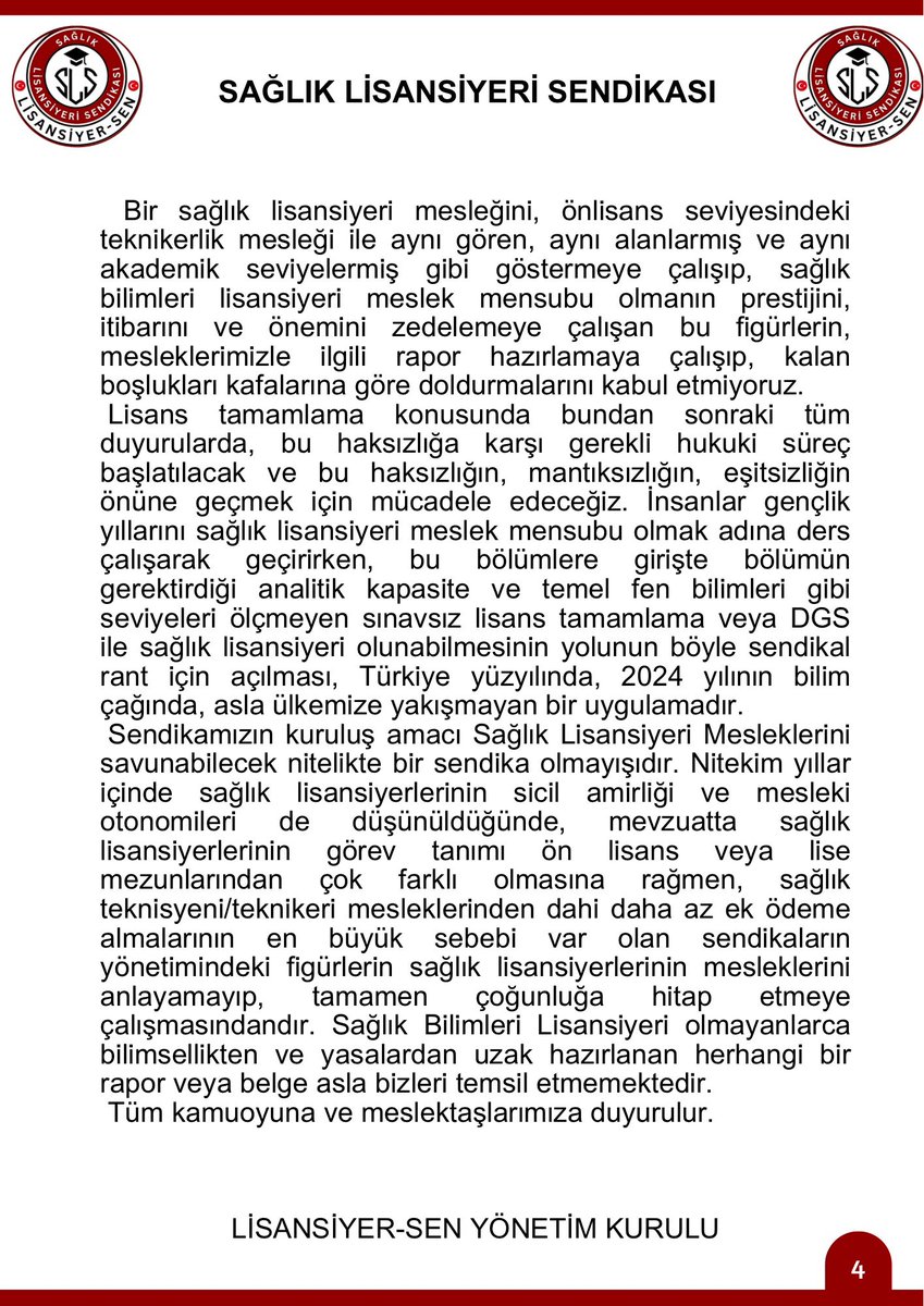 lisansiyer_sen's tweet photo. KAMUOYUNA DUYURULUR! 
LİSANSİYER-SEN YÖNETİM KURULU

#fizyoterapist #diyetisyen #dilvekonuşmaterapisti #psikolog #odyolog #veterinerhekim #sosyalçalışmacı #çocukgelişimi #ergoterapist #sağlıkfizikçisi #biyolog https://t.co/V0GBOQumuk