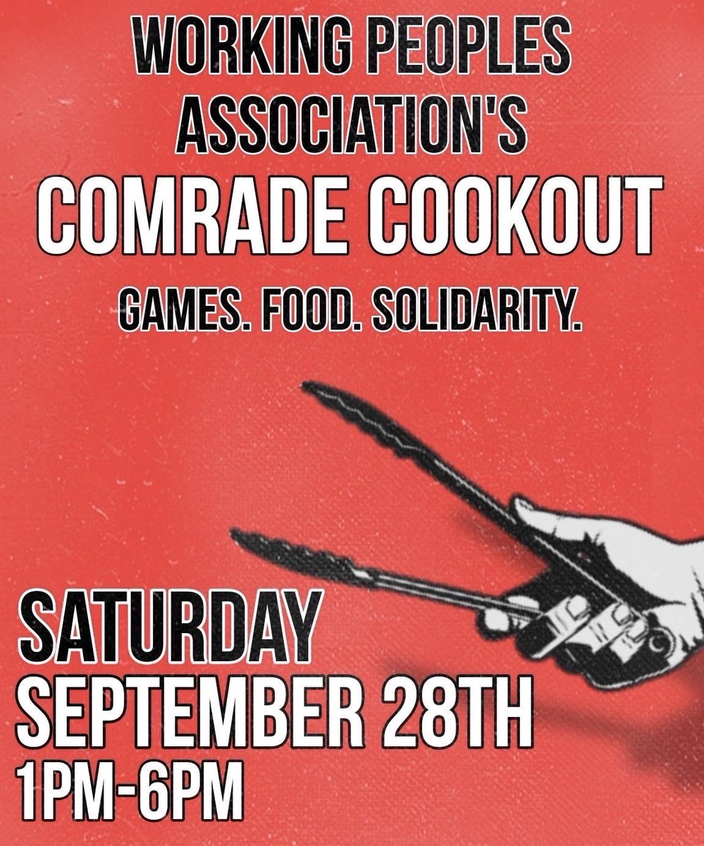 WPA_CLT's tweet image. The Working People’s Association is hosting a “Comrade Cookout” this Saturday at Freedom Park. We&apos;ll be bringing together workers and activists from across the city from 1-6pm. All are welcome! If you’re able bring something to share !

For questions message us!
