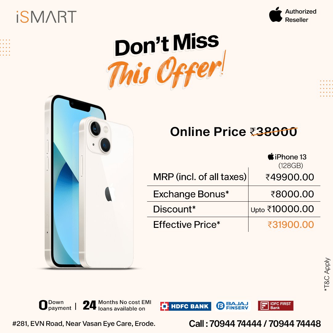 ismart_erode's tweet photo. Stunning photos, seamless performance, and a design that speaks volumes. 📸✨ #iPhone15 &amp; Apple Watch!!!
Don't Miss This Offer!!!
Call now : 7094474444/7094474448

#ismart #Mobiles #Erodeismart #iphonedealers #deals #Specialoffers
#LimitedtimeOffer #AuthorisedReseller https://t.co/fhJ04oAn1q