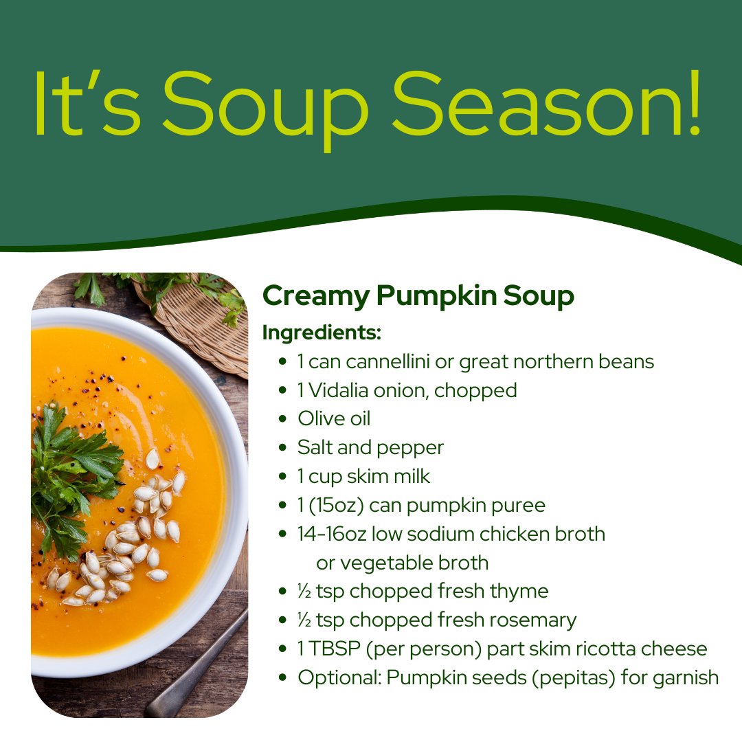 SNHHealth's tweet image. Celebrate fall with this delicious pumpkin soup recipe by Elizabeth White, registered dietician at Southern NH Weight Management! Packed with vitamins, fiber, protein, and antioxidants, it's the ultimate autumn comfort food. 🍂🥣

Full recipe here: bit.ly/3TAzNJV.