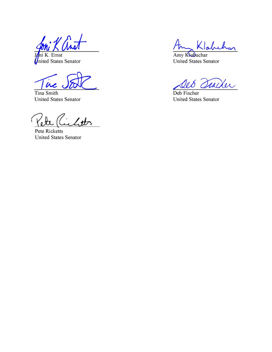 Renewable Fuels Association (@ethanolrfa) on Twitter photo We thank <a href="/SenJoniErnst/">Joni Ernst</a>, <a href="/amyklobuchar/">Amy Klobuchar</a>, <a href="/SenatorFischer/">Senator Deb Fischer</a>, <a href="/SenTinaSmith/">Tina Smith</a> and <a href="/SenatorRicketts/">Senator Pete Ricketts</a> for their letter to <a href="/USDA/">Dept. of Agriculture</a> seeking an extension of the highly successful #HBIIP program funding beyond Sept. 30. We thank <a href="/SenJoniErnst/">Joni Ernst</a>, <a href="/amyklobuchar/">Amy Klobuchar</a>, <a href="/SenatorFischer/">Senator Deb Fischer</a>, <a href="/SenTinaSmith/">Tina Smith</a> and <a href="/SenatorRicketts/">Senator Pete Ricketts</a> for their letter to <a href="/USDA/">Dept. of Agriculture</a> seeking an extension of the highly successful #HBIIP program funding beyond Sept. 30.