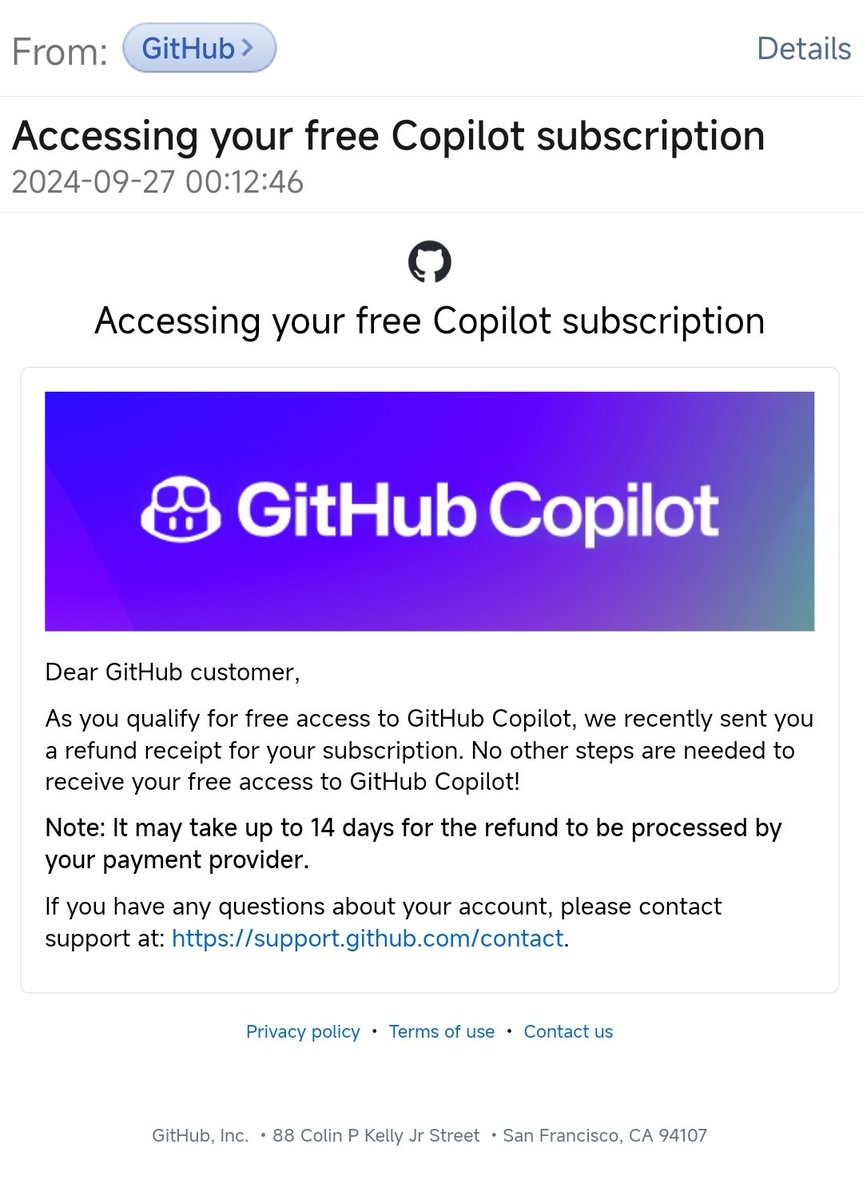 reqable's tweet image. Copilot is free now, I got a refund! 😂
#buildinpublic