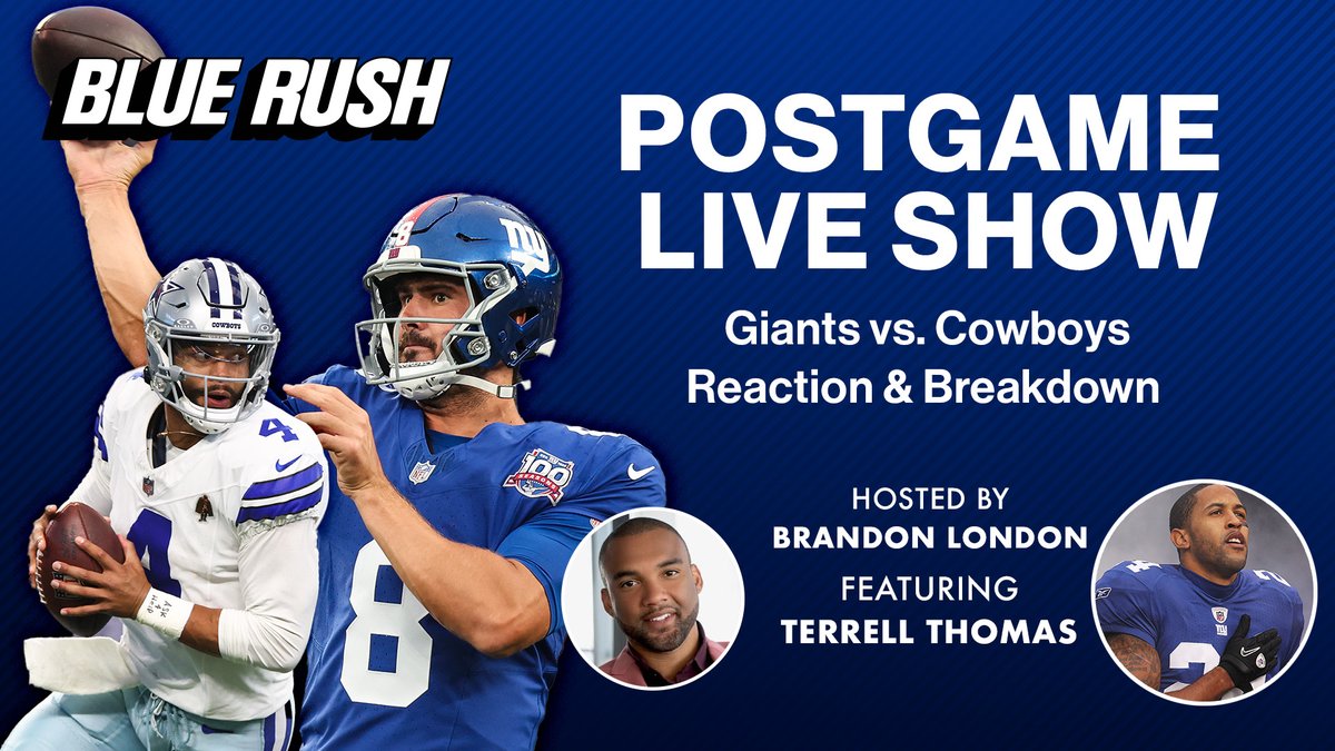 New York Post Sports (@nypostsports) on Twitter photo 🚨 #Giants vs. Cowboys postgame live show immediately after the game tonight with <a href="/BrandonLondonTV/">Brandon London</a> & <a href="/TerrellThomas24/">Terrell Thomas</a>
Watch here ➡️ youtube.com/live/SN9tvuKgP… 🚨 #Giants vs. Cowboys postgame live show immediately after the game tonight with <a href="/BrandonLondonTV/">Brandon London</a> & <a href="/TerrellThomas24/">Terrell Thomas</a>
Watch here ➡️ youtube.com/live/SN9tvuKgP…