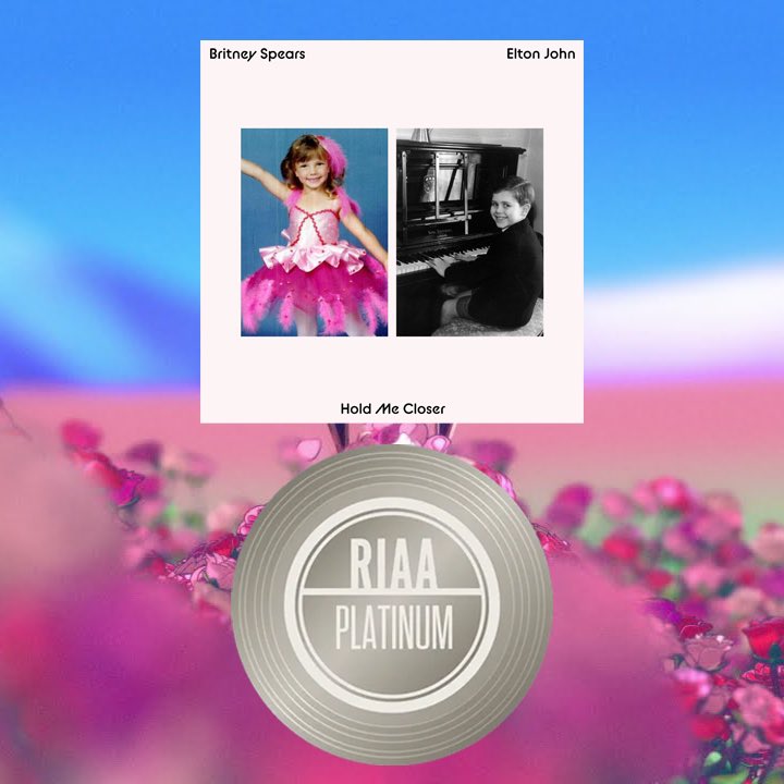 Britney Spears becomes the first female artist in history to have a platinum-certified single in the last 4 decades (1990s, 2000s, 2010s, and 2020s) with Hold Me Closer ✨