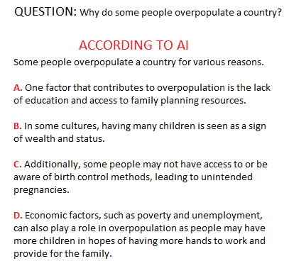 <a href="/tayothegirl/">Tayo The Girl</a> <a href="/fred_ballas/">Fred (PhD)</a> <a href="/biafra4ever/">Okwu Chukwu</a> <a href="/chibuzorikpo2/">chibuzor ikpo</a> <a href="/thewoman28/">The Woman</a> <a href="/FreakyWikileaks/">Freaky Wikileaks</a> <a href="/helpingpoorppl/">HelpingPoorPeopleDotCom</a> <a href="/simon_ekpa/">Simon Ekpa</a> <a href="/Naija102FM/">NaijaFM 102.7</a> <a href="/_Debbie_OA/">Mummy Zee ✨🇳🇬✨</a> <a href="/SamuelM64813364/">Samuel Matthew</a> <a href="/Jagaban77596549/">Jagaban Media.</a> <a href="/ugbong001/">Akon</a> <a href="/ninjaplease321/">🇬🇧Panda🇳🇬</a> <a href="/hopahop/">Mandy</a> <a href="/sam7pb/">Sampeace Brown</a> <a href="/Johniky5/">John iky</a> <a href="/anambraguy/">Anambra guy</a> <a href="/whodomemustpay/">Who Do Me Must Pay</a> <a href="/no_gree_for_dem/">No Gree For Anybody</a> Despite being poor, Okwu ignorantly produced 7 miserable kids (2† due to malnutrition). That mistake haunts him today, compounded his poverty, and further exacerbated his predicaments.

QUESTION: Why does Okwu overpopulate Nigeria, A, B, C, or D?