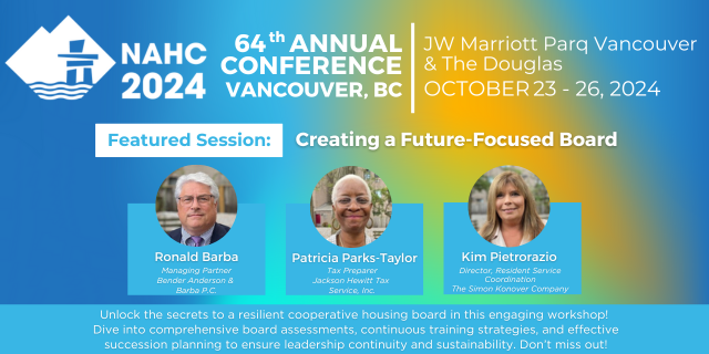 🚨Today is your last chance to save with Regular Registration Pricing for #NAHC's 64th Annual Conference in #Vancouver, BC! 🚠

🔗 coophousing.org/annual-confere…

Don't miss out! Register today and attend insightful sessions like "Create a Future-Focused Board." 🗣
#NAHC24 #CoopHousing