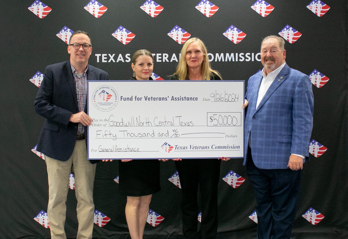 GoodwillNCT's tweet image. Thank you @TexasVeterans for awarding Goodwill North Central Texas with a $50,000 grant that will be used to provide CDL Professional Truck Driving training to veterans! This partnership allows us to change lives through the #PowerOfWork. #TexasVeterans #Grants4Veterans