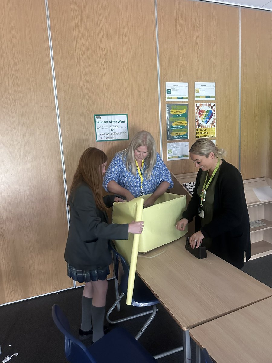 MissRusson's tweet photo. Harvest Festival Prep 🎨 getting our box ready for our @CorrymeelaHouse students to put donation for St Helens Foodbank in. #CommonGood 🥫@MissJBarnett https://t.co/1A09zFyW1E