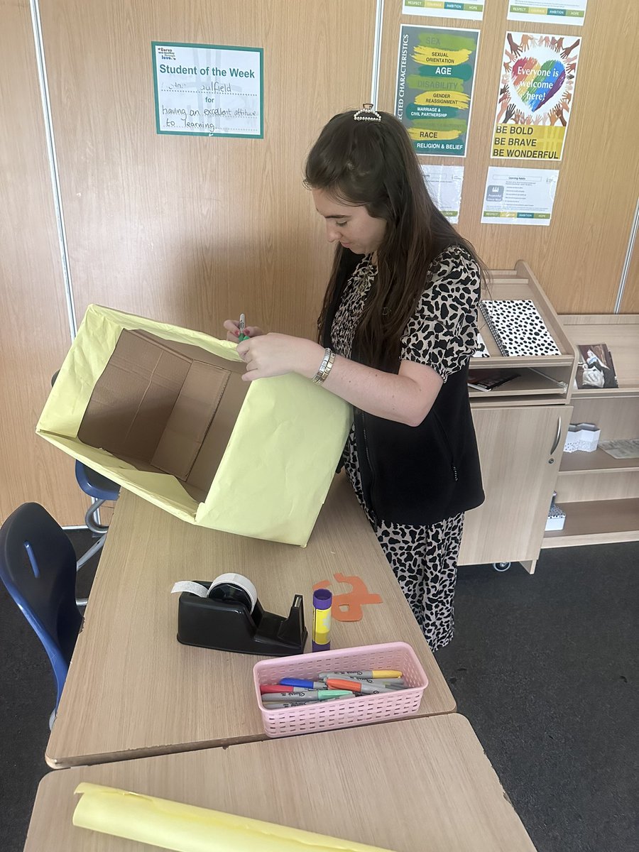 MissRusson's tweet photo. Harvest Festival Prep 🎨 getting our box ready for our @CorrymeelaHouse students to put donation for St Helens Foodbank in. #CommonGood 🥫@MissJBarnett https://t.co/1A09zFyW1E